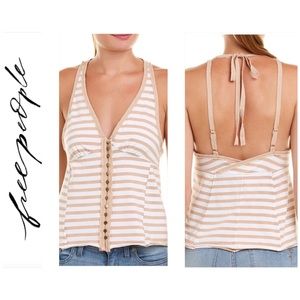 FREE PEOPLE - VNeck Sleeveless Button Front Halter